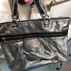 Coach Silver Metallic Vintage Poppy Bag Leather